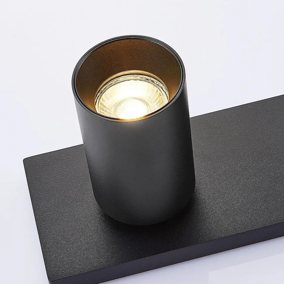 Arcchio spot Brinja, zwart, hoekig, Ø 6 cm, 2-lichts, GU10