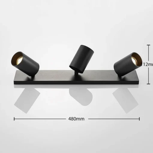 Arcchio spot Brinja, zwart, hoekig, Ø 6 cm, 3-lamps, GU10