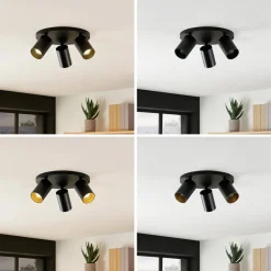 Arcchio spot Brinja, zwart, rond, Ø 6 cm, 3-lamps, GU10