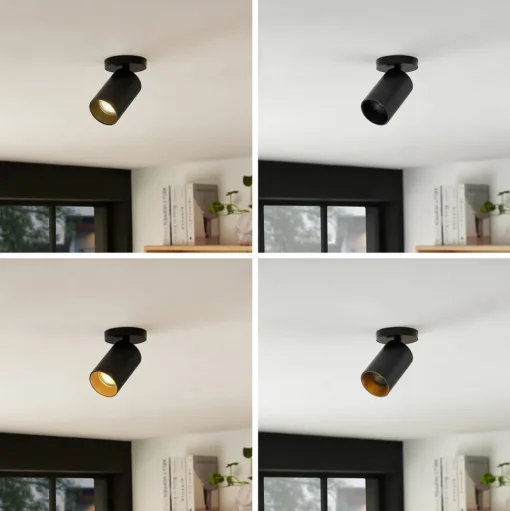 Arcchio spot Brinja, zwart, rond, 12 cm hoog, Ø 6 cm