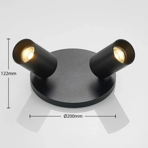 Arcchio spot Brinja, zwart, rond, Ø 6 cm, 2-lamps, GU10