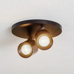 Arcchio spot Brinja, zwart, rond, Ø 7 cm, 2-lamps, GU10