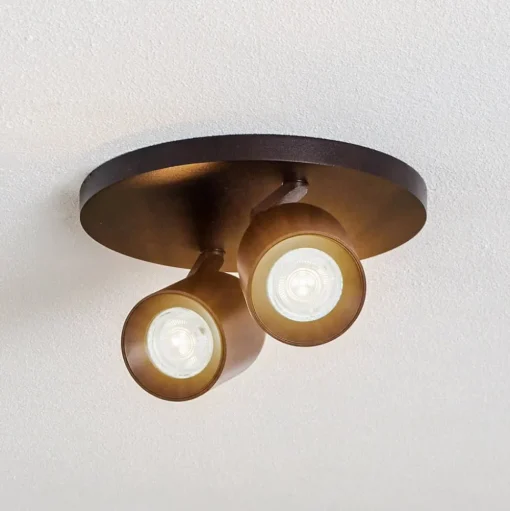 Arcchio spot Brinja, zwart, rond, Ø 7 cm, 2-lamps, GU10