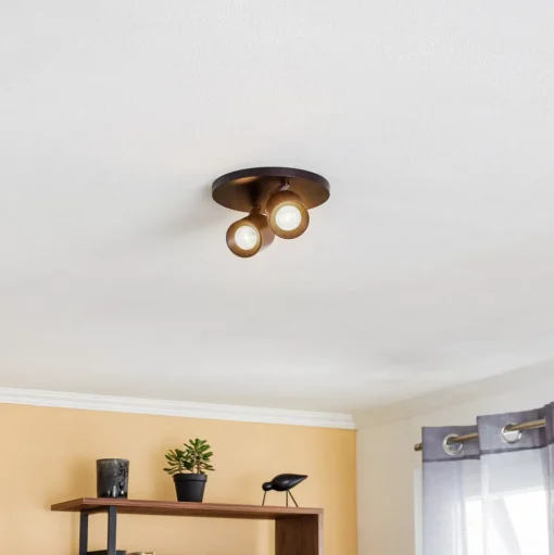 Arcchio spot Brinja, zwart, rond, Ø 7 cm, 2-lamps, GU10