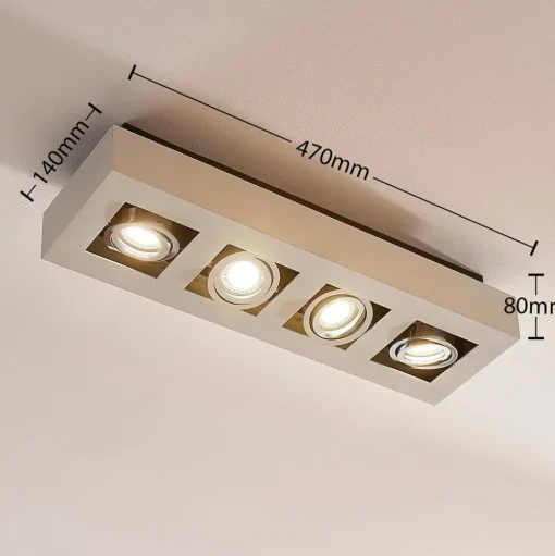 Arcchio spot Vince, 47 cm, 4-lamps, wit/chroom, GU10