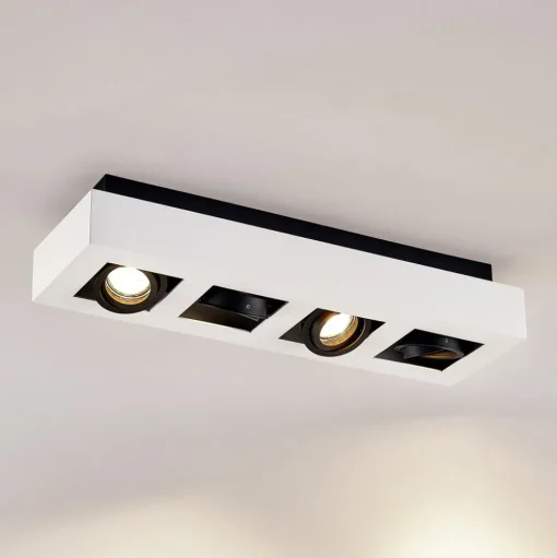 Arcchio spot Vince, 47 cm, 4-lamps, wit/zwart, GU10