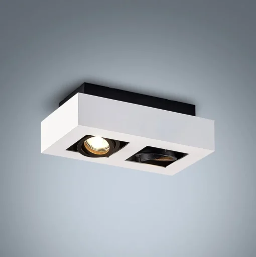 Arcchio spot Vince, 25 cm, 2-lamps, wit/zwart, GU10