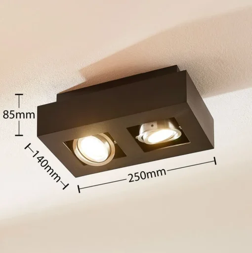 Arcchio spot Vince, 25 cm, zwart, metaal, GU10