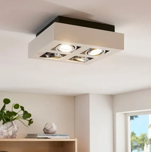 Arcchio spot Vince, 25 x 25 cm, 4-lamps, wit/chroom, GU10