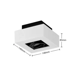 Arcchio spot Vince, 14 x 14 cm, wit/zwart, GU10