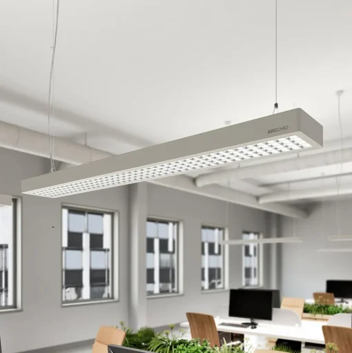 Arcchio Susi LED kantoor hanglamp, zilver, 120 cm, 4000K, DALI