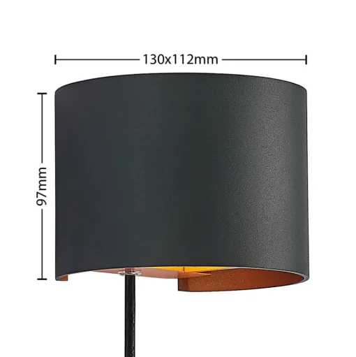Arcchio wandlamp Zuzana, rond, zwart, stekker, 13 cm