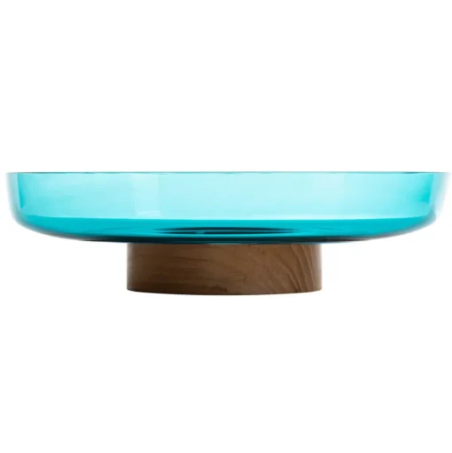 Artemide Bontà kom, turkoois, Ø 26 cm, glas, hout