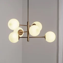 Aurora hanglamp, bruin, Ø 60 cm, 6-lamps, glas, E14