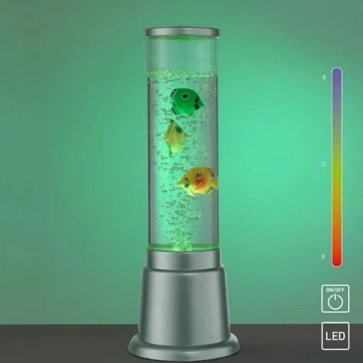 Ava waterzuil met LED's en vissen, hoogte 36cm