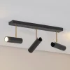 Axion plafondlamp, 3-lamps, zwart/goud, lang, staal