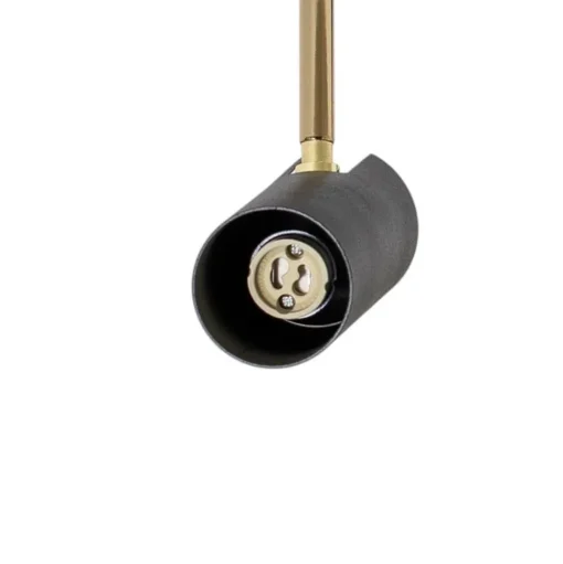 Axion plafondlamp, 3-lamps, zwart/goud, lang, staal