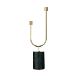 AYTM Grasil kandelaar, goud/groen, breedte 13 cm, marmer