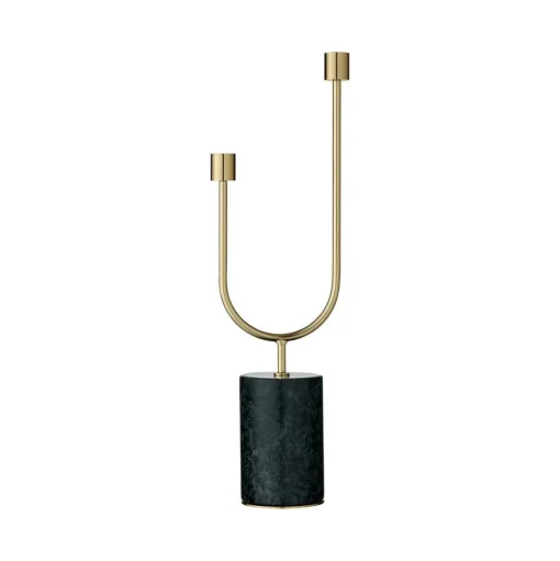 AYTM Grasil kandelaar, goud/groen, breedte 13 cm, marmer