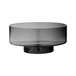 AYTM Volvi kom, rookgrijs, Ø 25 cm, glas, voet, marmer