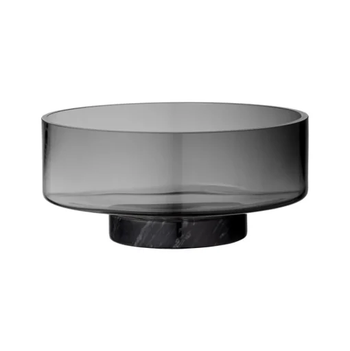 AYTM Volvi kom, rookgrijs, Ø 25 cm, glas, voet, marmer
