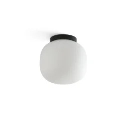 Badkamer plafondlamp Amelia, zwart/opaal, glas, Ø 21,5 cm