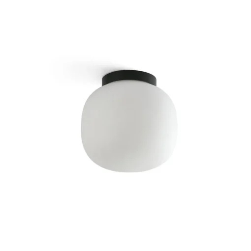 Badkamer plafondlamp Amelia, zwart/opaal, glas, Ø 21,5 cm