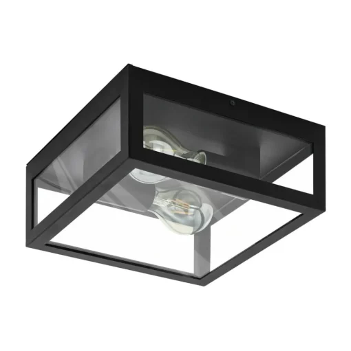 Badkamer plafondlamp Amezola, 2-lamps, zwart