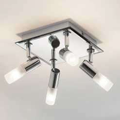 Badkamer plafondlamp Zela, 32 cm, chroom, 4-lamps, IP44