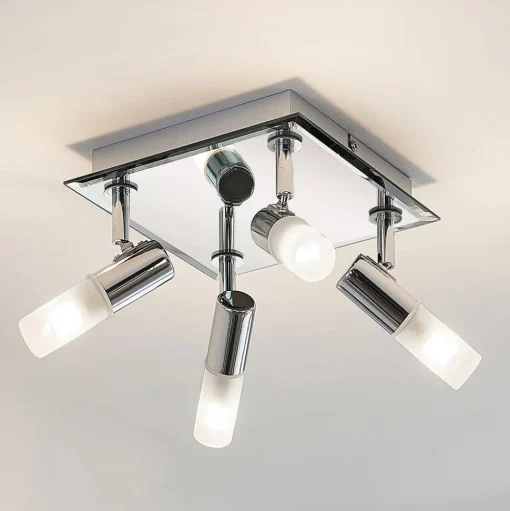 Badkamer plafondlamp Zela, 32 cm, chroom, 4-lamps, IP44