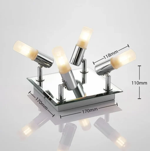 Badkamer plafondlamp Zela, 32 cm, chroom, 4-lamps, IP44