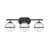 Badkamer wandlamp Hollis zwart/opaal 3-lamps
