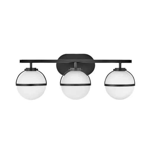 Badkamer wandlamp Hollis zwart/opaal 3-lamps