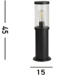 Bakerloo sokkellamp, IP44, zwart, hoogte 45 cm, metaal