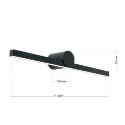 Beauty LED spiegellamp, breedte 61cm, zwart