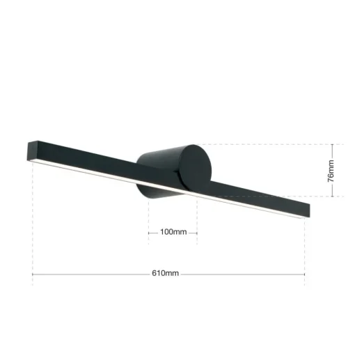 Beauty LED spiegellamp, breedte 61cm, zwart