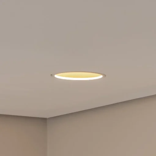 Bega LED plafondinbouwspot Studio Line, wit/messing, gegoten aluminium