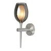 Belle wandlamp, rookgrijs/nikkel, hoogte 39 cm, glas