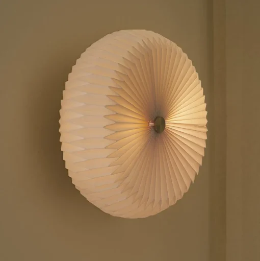 Belloy 40 plafondlamp, papieren plissékap, wit