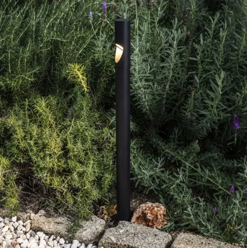 Bezel LED sokkellamp, zwart, aluminium, hoogte 60 cm