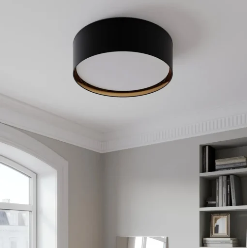 Bilbao plafondlamp, zwart/goud, Ø 60 cm
