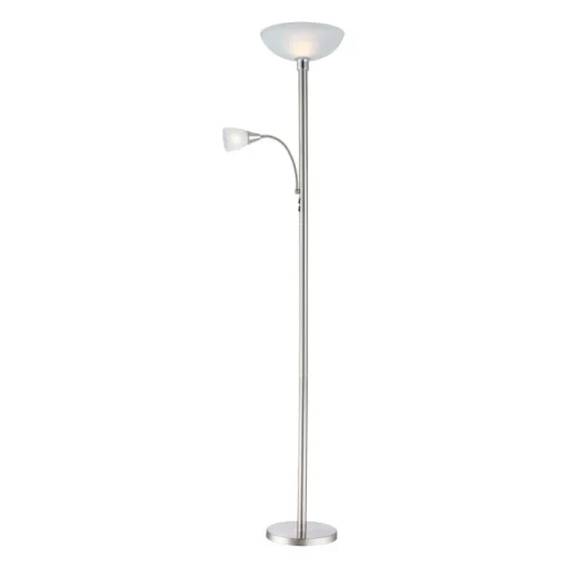 Blade uplighter met leeslampje, mat nikkel