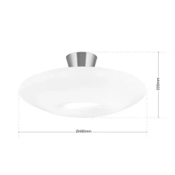Blanc plafondlamp, opaal glas, mat nikkel
