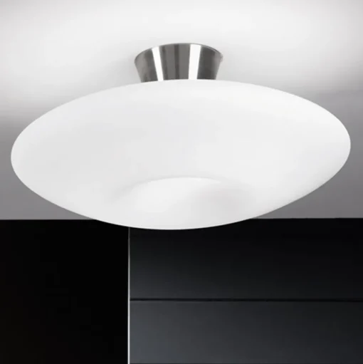 Blanc plafondlamp, opaal glas, mat nikkel