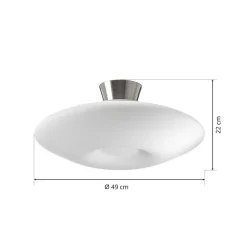 Blanc plafondlamp, opaal glas, mat nikkel