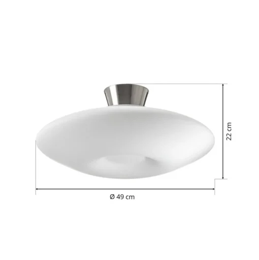 Blanc plafondlamp, opaal glas, mat nikkel