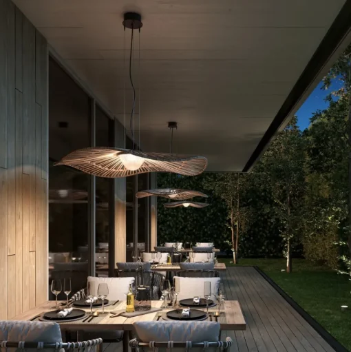 Bover LED buiten hanglamp Mediterránia, bruin, Ø 105 cm