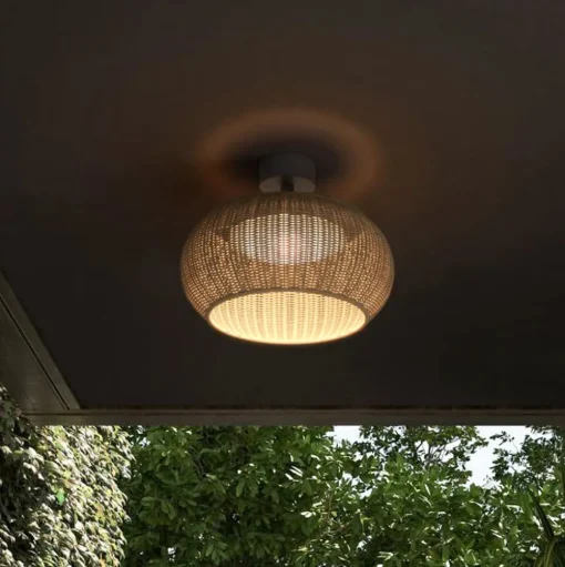 Bover LED buiten plafondlamp Perris, bruin/bruin, Ø 47 cm