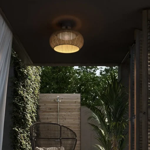 Bover LED buiten plafondlamp Perris, bruin/bruin, Ø 47 cm