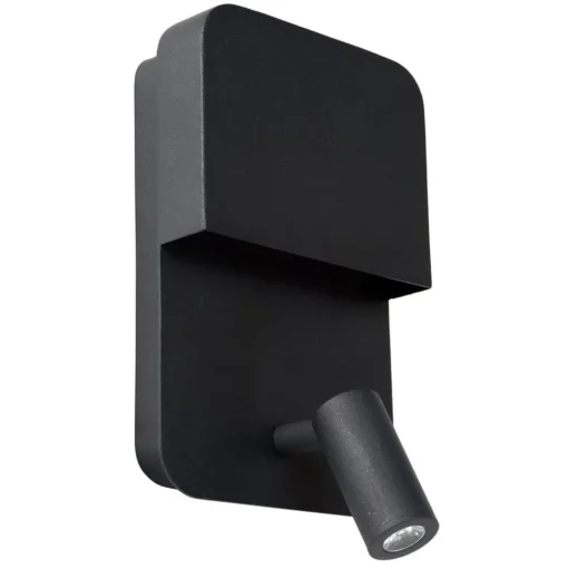 Boxer LED wandlamp met spot, zwart